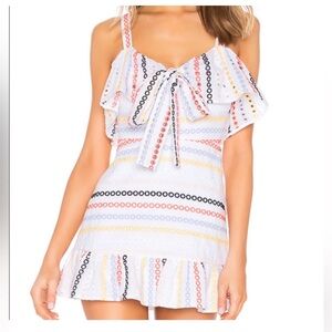 Lovers and Friends Emma Mini Dress white Eyelet Ruffle feminine S M Flirty